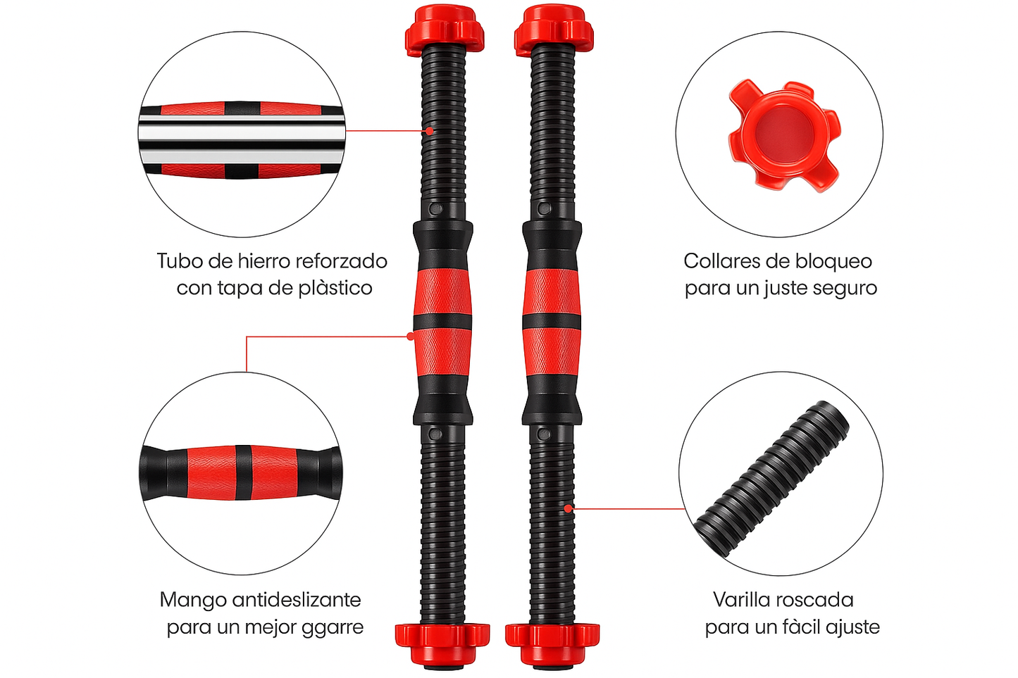"¡Entrena desde casa y ahorra espacio con nuestras mancuernas ajustables 2 en 1!"