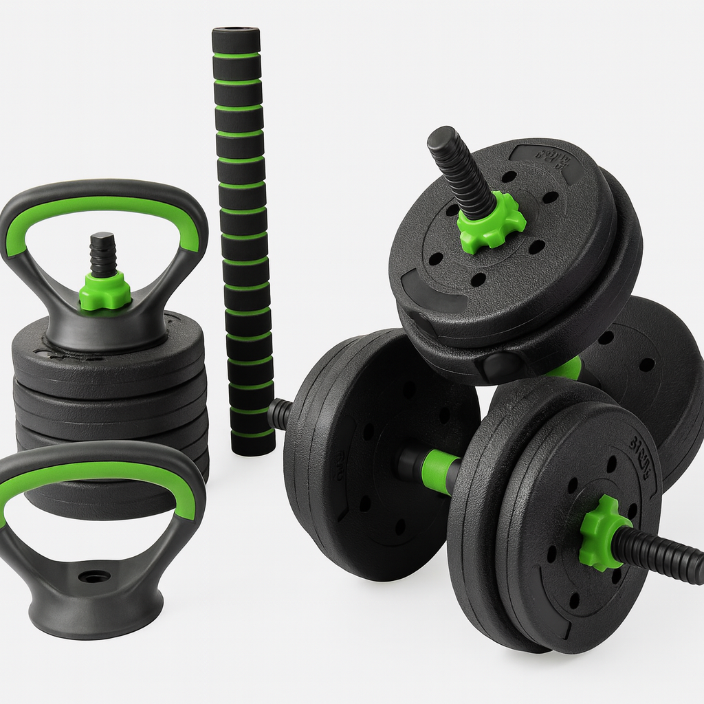 “Set 4-en-1: Ahorra Espacio y Entrena Todo el Cuerpo en Casa”