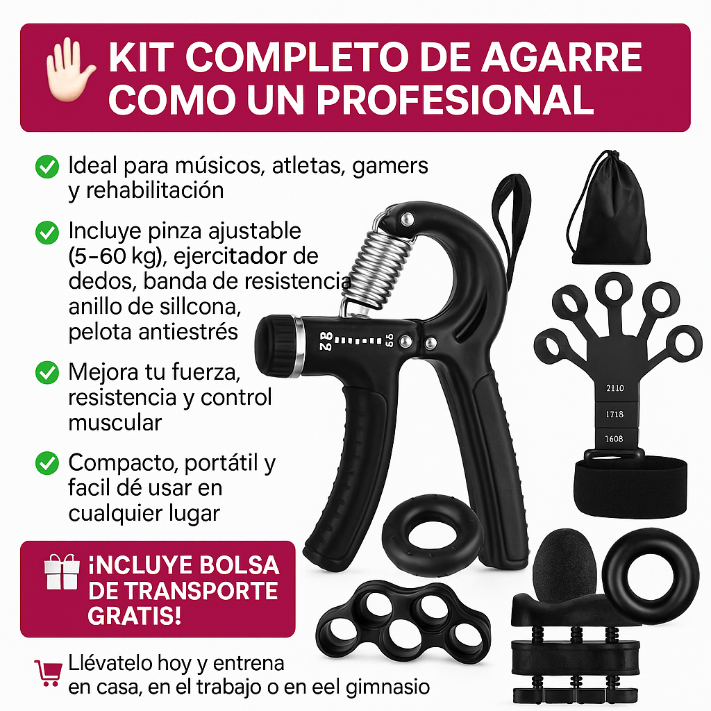 🏋️♂️ Fortalece tu agarre desde casa: Kit completo de entrenamiento manual