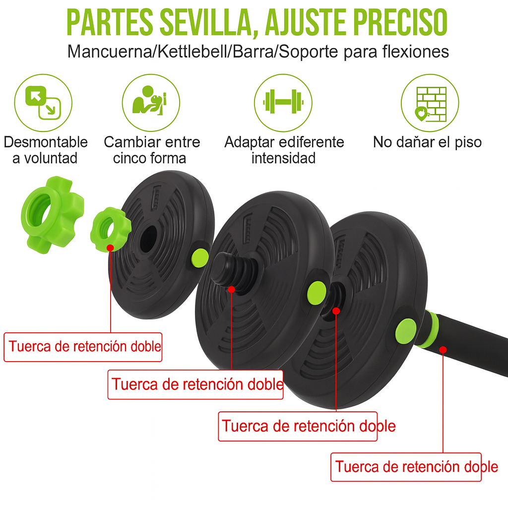 “Set 4-en-1: Ahorra Espacio y Entrena Todo el Cuerpo en Casa”