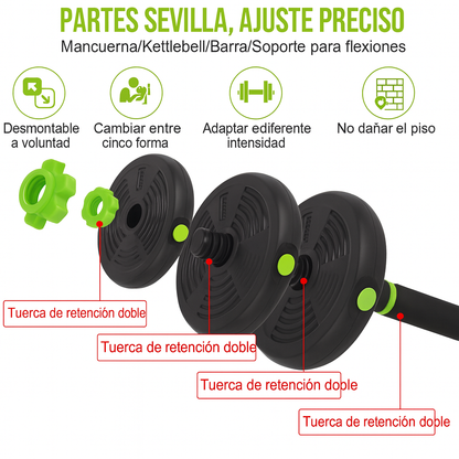 “Set 4-en-1: Ahorra Espacio y Entrena Todo el Cuerpo en Casa”