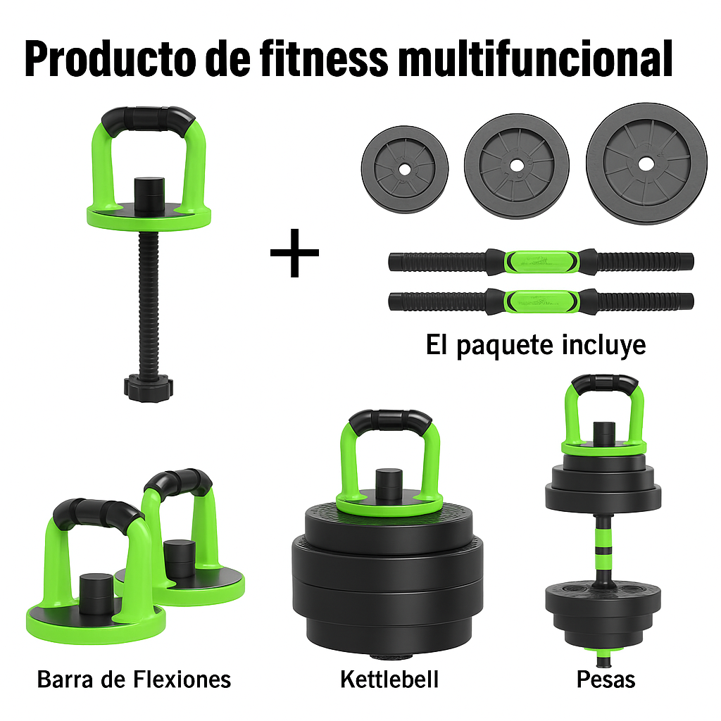 “Set 4-en-1: Ahorra Espacio y Entrena Todo el Cuerpo en Casa”