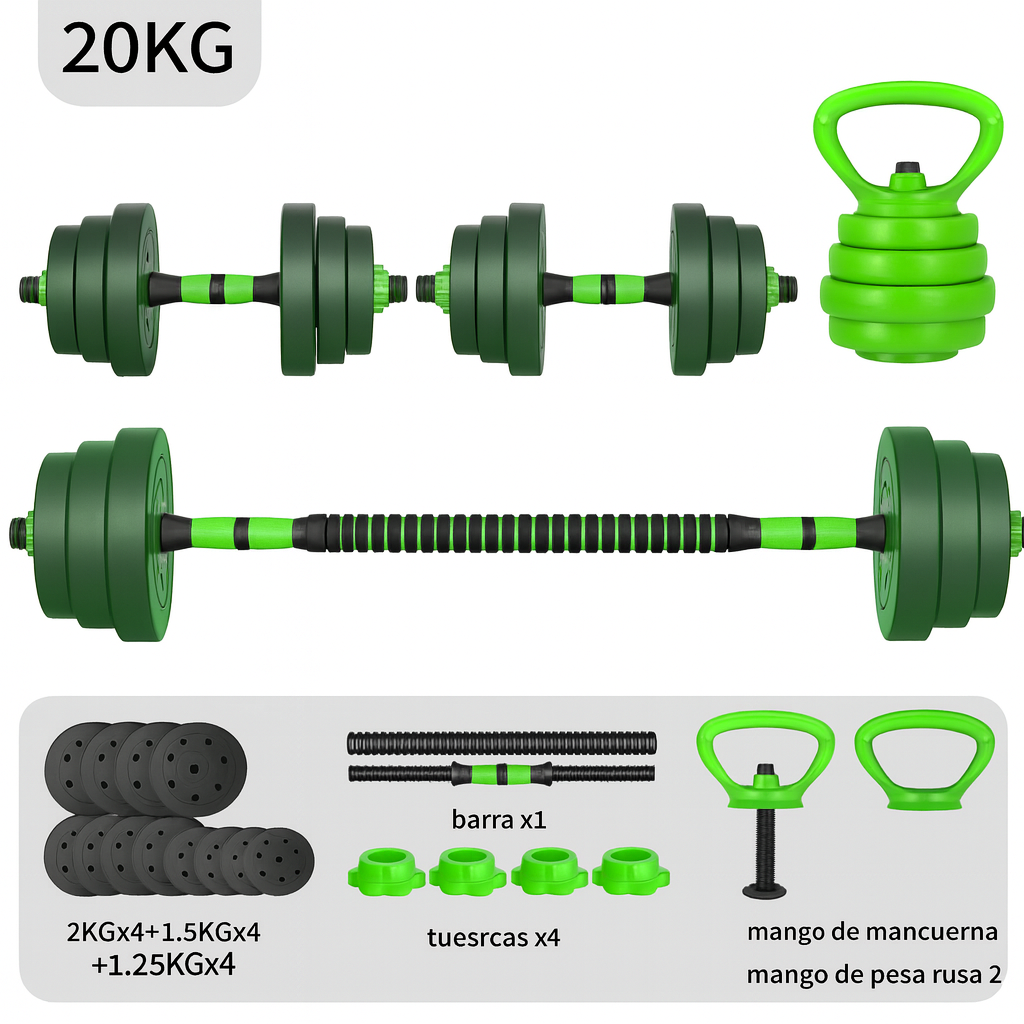 “Set 4-en-1: Ahorra Espacio y Entrena Todo el Cuerpo en Casa”