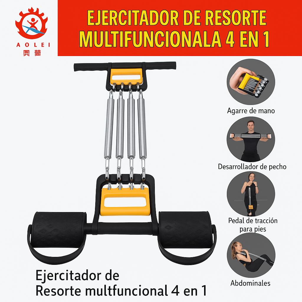 Ejercitador de Resorte Multifuncional – Fortalece Todo tu Cuerpo desde Casa