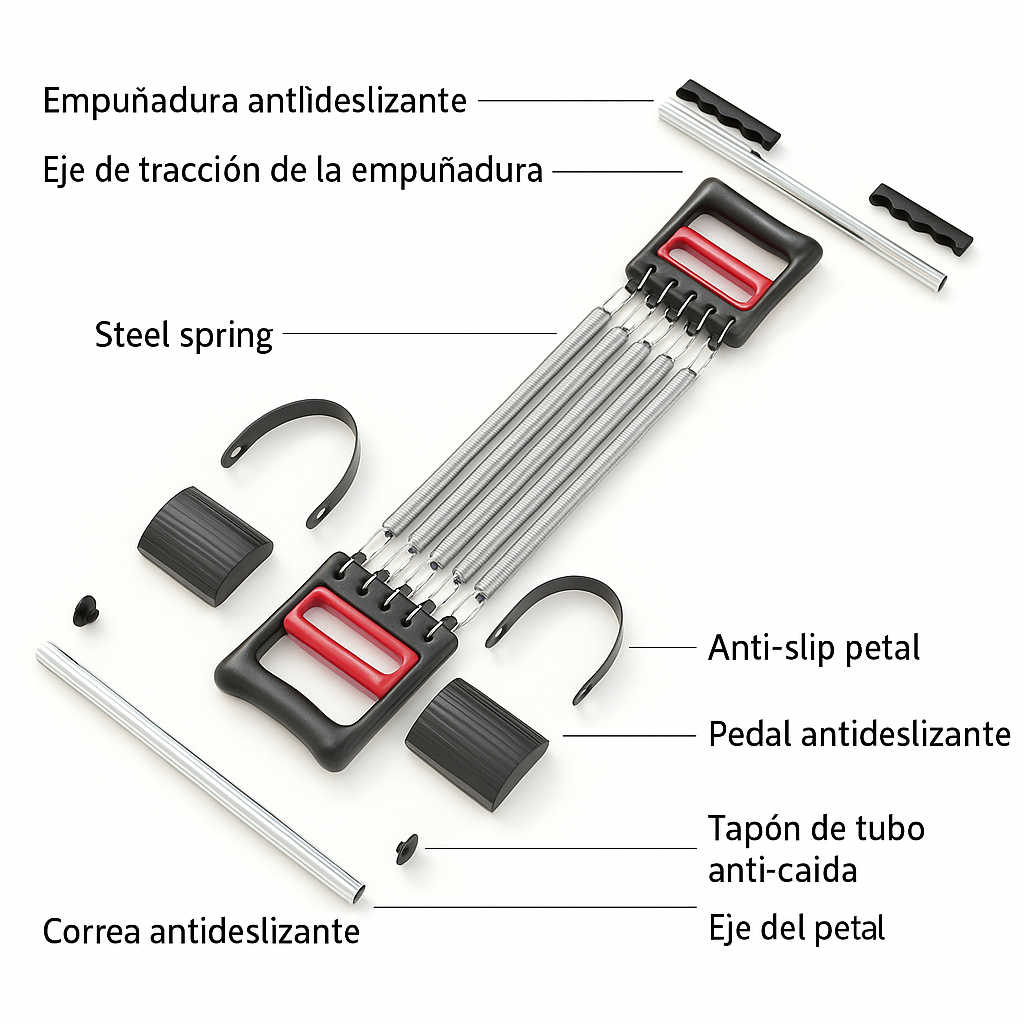Ejercitador de Resorte Multifuncional – Fortalece Todo tu Cuerpo desde Casa