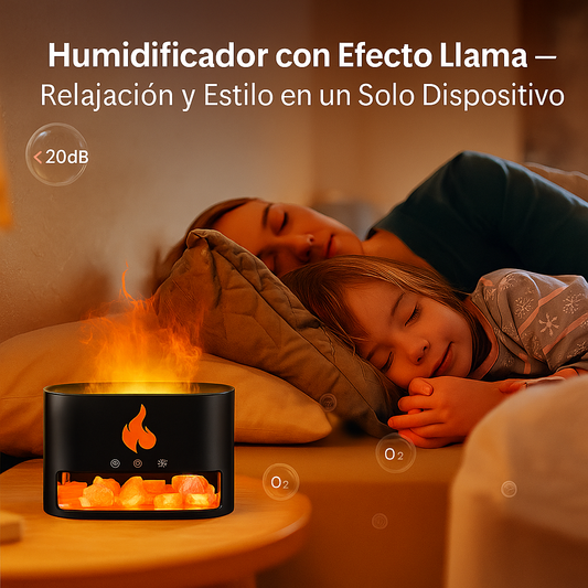 "Humidificador con Efecto Llama, Relajación y Estilo en un Solo Dispositivo"