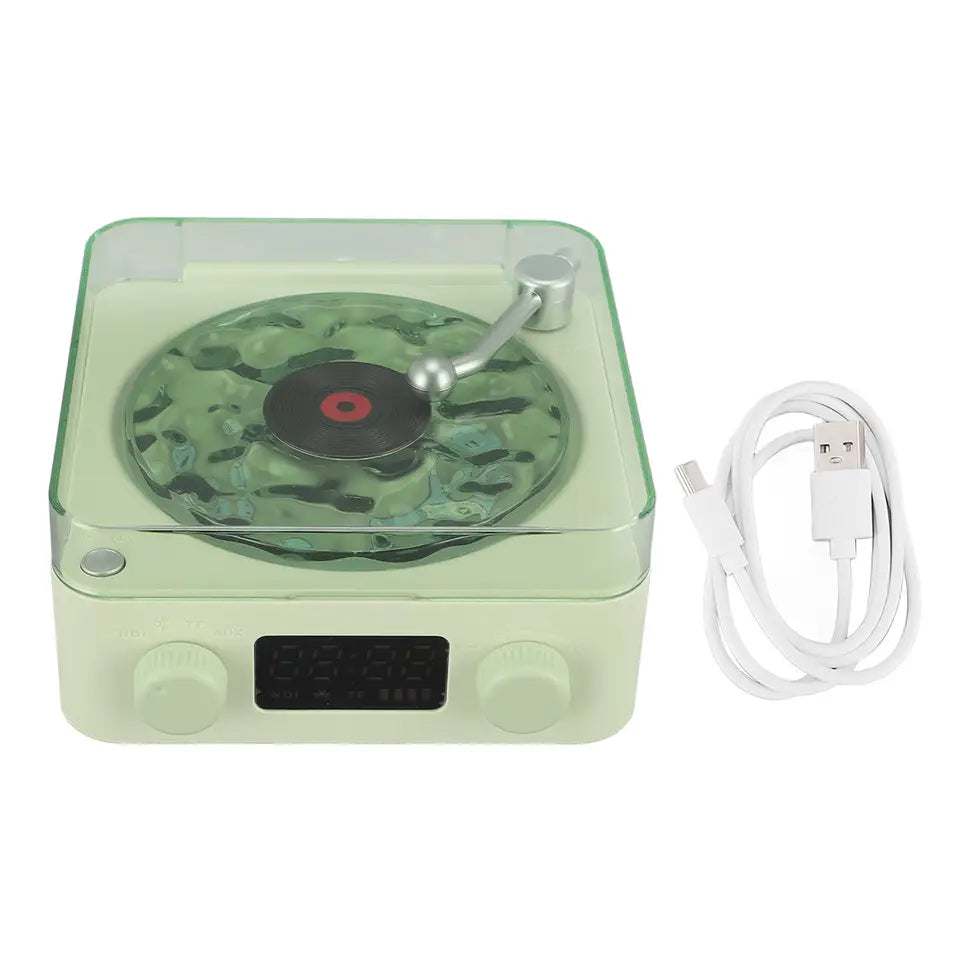 Parlante en forma de tocadiscos relajante y proyector de luces 🌊